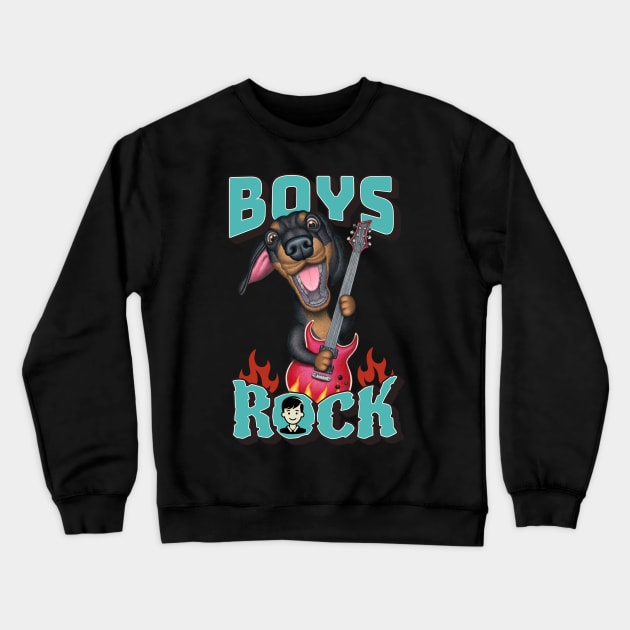 Boys Rock Crewneck Sweatshirt by Danny Gordon Art